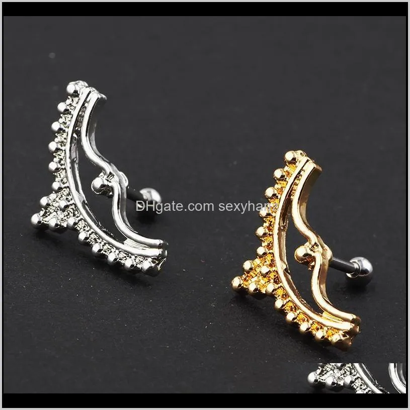 stainless steel ear studs cartilage earrings for women girls tragus helix earring cute conch body piercing jewelry 16g