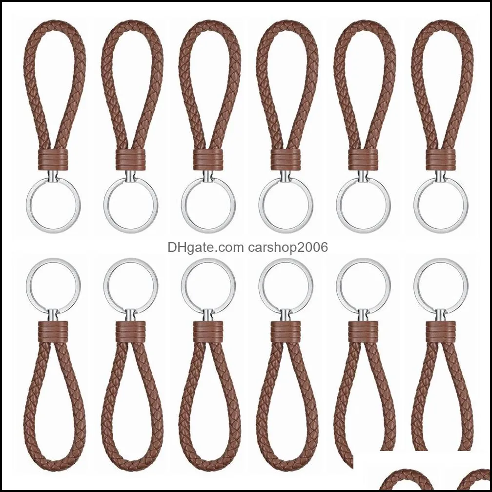 Fashion Braided Leather Rope Handmade Keychain Leather Key Chain Ring Holder for Car Keyrings Men Women Keychains