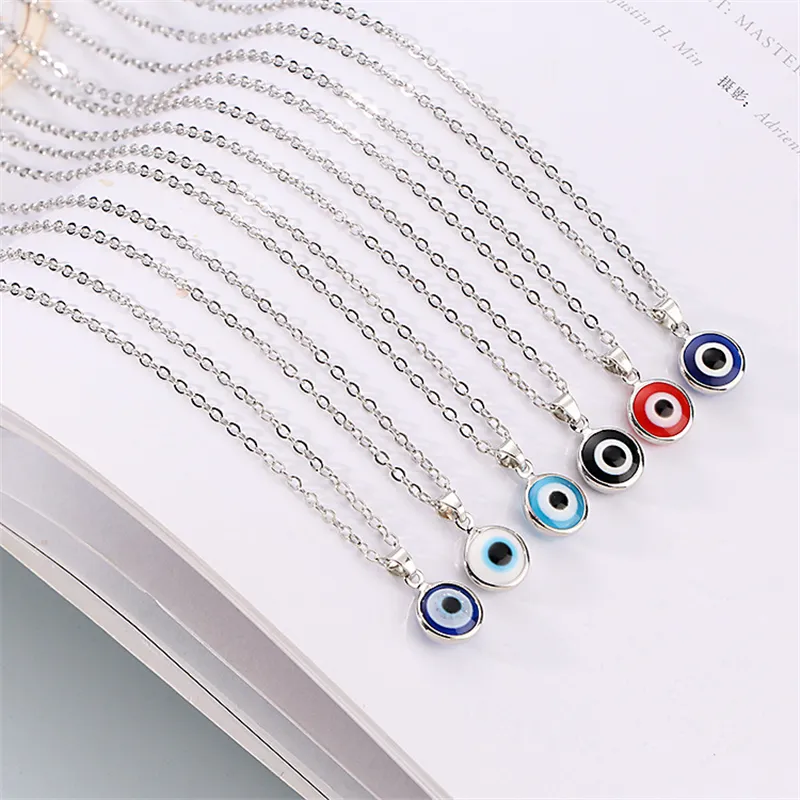 Blauw kwaad oog choker kettingen ronde hanger sleutelbeen ketting zilver goud schijf lucky charm sieraden mode ontwerp Turkse duivel ogen verjaardagsgeschenken voor vrouwen meisjes