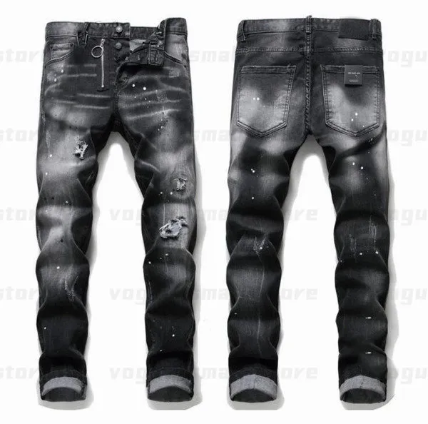 Mens Cool Rips Streç tasarımcı kot pantolon sıkıntılı yırtık bisikletçi ince fit yıkanmış motosiklet denim erkekler hip hop moda adam pantolon 2021EX70