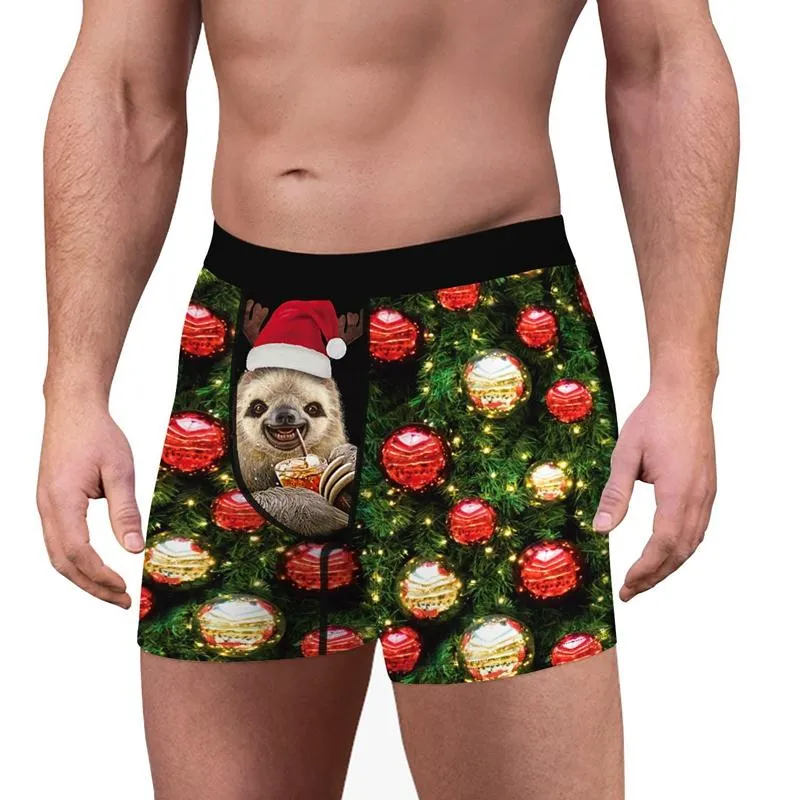 Calzoncillos Navidad Impresión De Moda Para Hombres Transpirable  Transpirable Estéril Comfortable Use Boxer Briefs L, Negro Rojo De 22,17 €