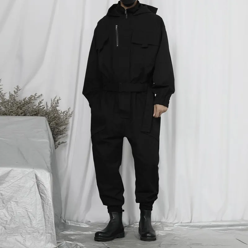 送料無料3セット メンズパンツ大型ツールジャンプスーツ21トレンド日本スタンドカラーフード付き緩いカジュアル長袖 水網sas5本組 Brillco Com My