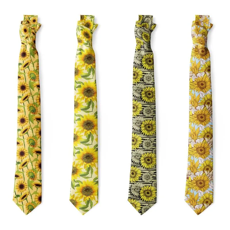 Fliegen Mode Sunflower Männer 8 cm Krawatte Slim-fit Polyester Business Hochzeit Zubehör Neuheit Casual Geschenk
