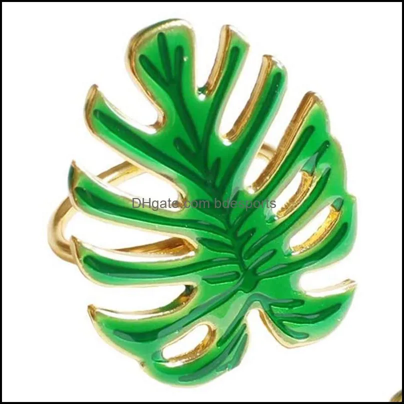 Napkin Rings A Set Of 4 Rings, Green Leaf Holder, Can Be Used For Dinner, Wedding, Family Party Or Daily Use