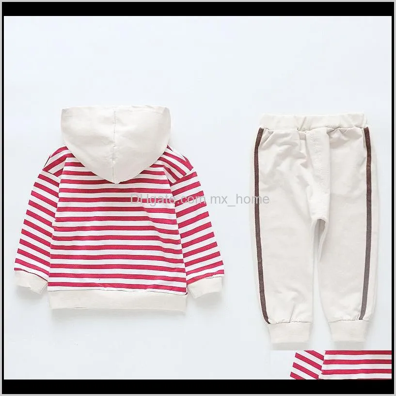 2021 new springtime kids girl clothes striped hoodie sweatshirt + sports pants suit baby girls outfits casual jacket ensembles nsjm