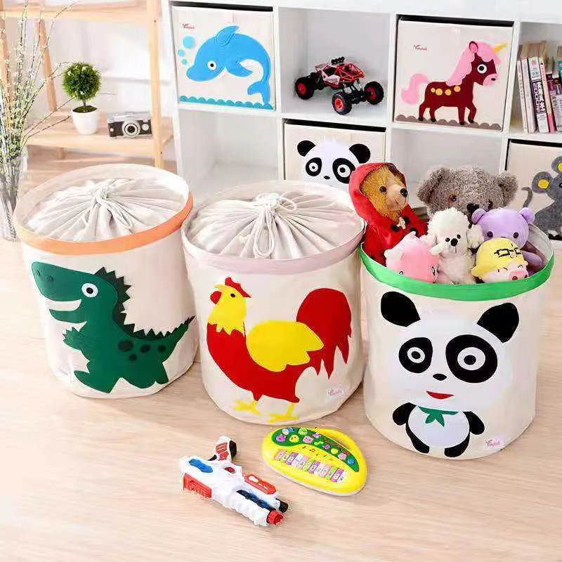 Toy Organizer Storage Bag Large Foldable Laundry Basket With Lid Baskets Clothes Bucket 210609