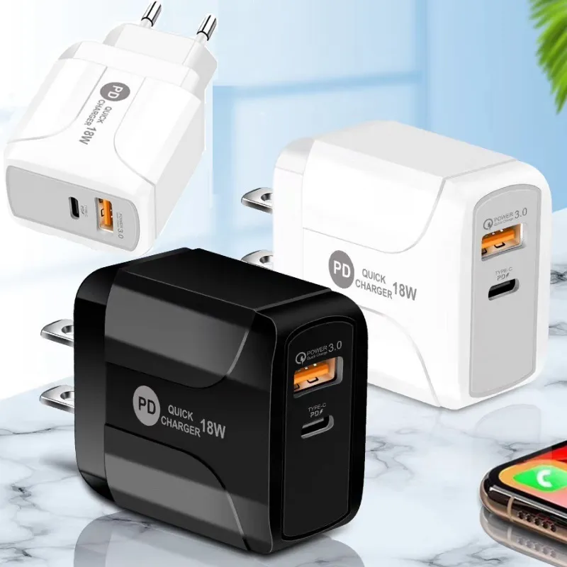 18W Quick typec c charger QC 3.0 PD Wall Chargers Eu US Plug For Iphone 7 8 X 11 Samsung Lg Android phone factory price