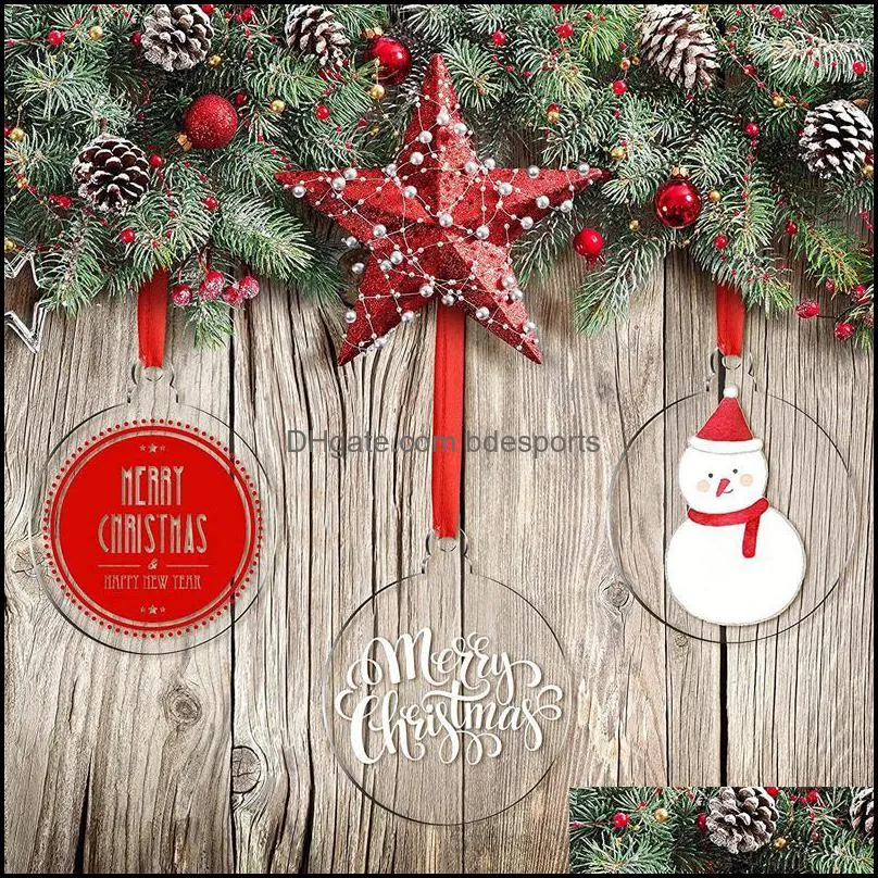 Christmas Decorations Blank Round Shape Acrylic Tree Decoration For Home DIY Tag Without Ribbon