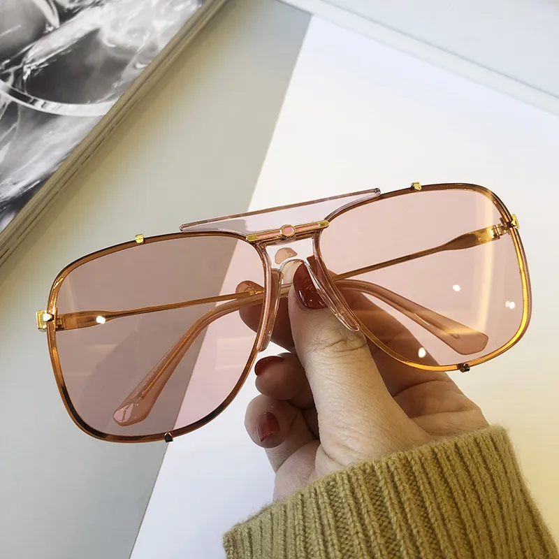 Vrouwen luxe vierkante zonnebril voor mannen oversized groen roze origineel merk ontwerp zonnebril vrouwelijke mode tinten eyewear