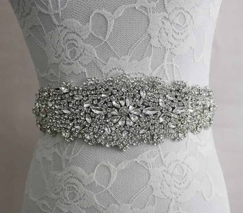 Wedding Dresses Sash Bridal Belts Rhinestone Crystal Ribbon Tie Back Bridal Accessories Princess Handmade Fashion Sashes