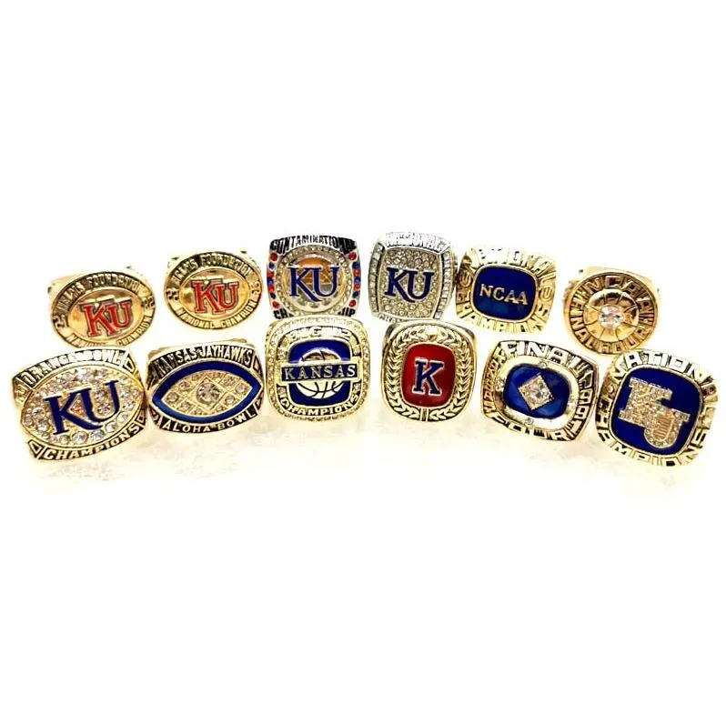 Juego de anillos de campeonato Kansas Jayhawks de bastball para hombres 14