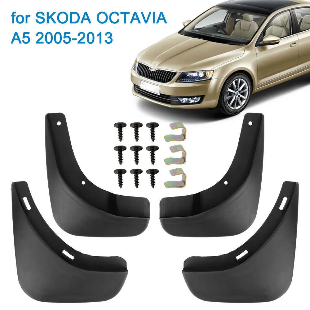 För Skoda Octavia A5 2005-2013 Bilslingflikar 4 st Bil Tillbehör Splash Guards Mudguards Fram bakre fender