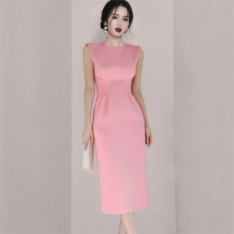 Pencil Dresses For Work: Sleeveless Midi Dress, Elegant Womens O