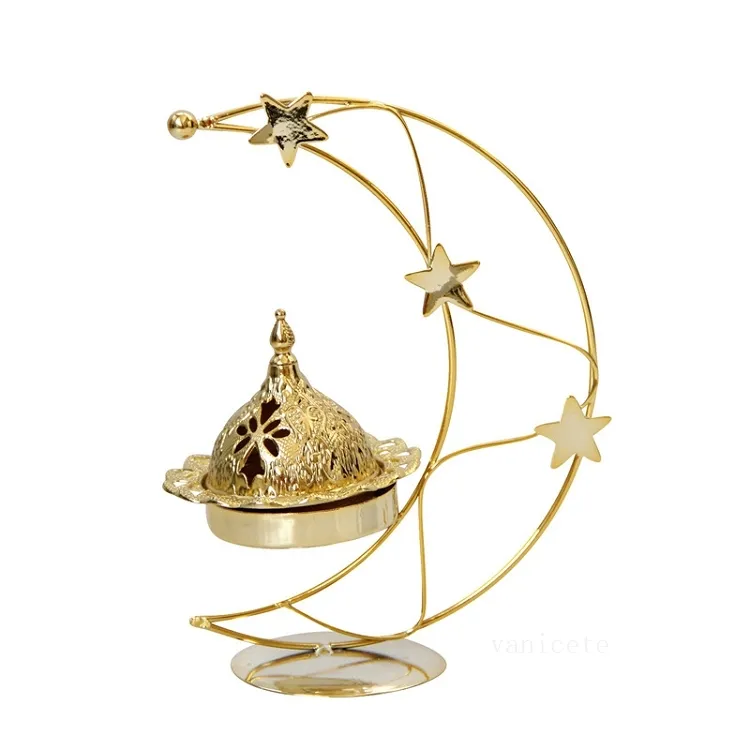 Ramadan golden Candle Holders metal star moon shape Candlestick dual purpose simple aromatherapy stove T2I53353