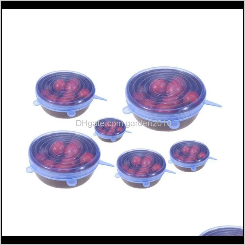 6 pcs/set silicone -keeping cover sealing covers kitchen accessory tool reusable stretchable container protective film