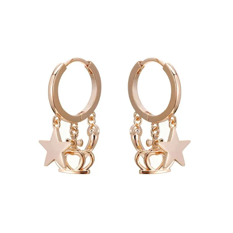 Hoop & Huggie Cute Star Earrings Fashion Gold Color Chili Crown Tassel Korean Women Jewelry Copper Earring For Friends Party Gifts