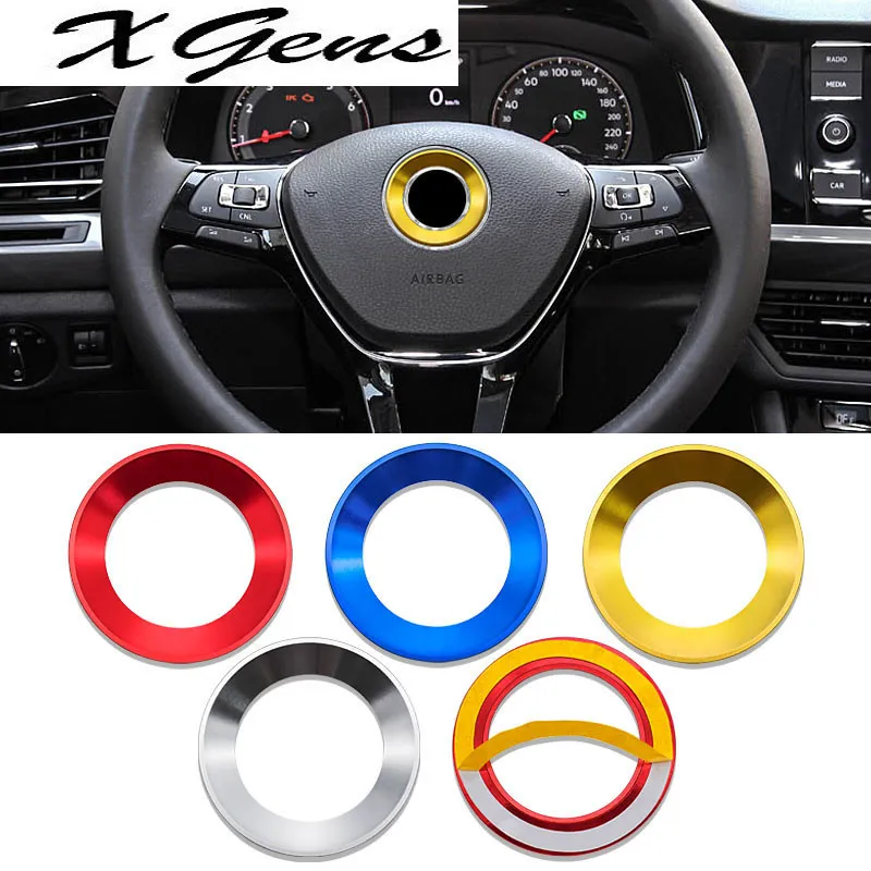 Car Interior Steering Wheel emblem 3D Sticker Styling aluminium alloy Sticker case For Volkswagen Golf 6 7 Polo CC Tiguan VW