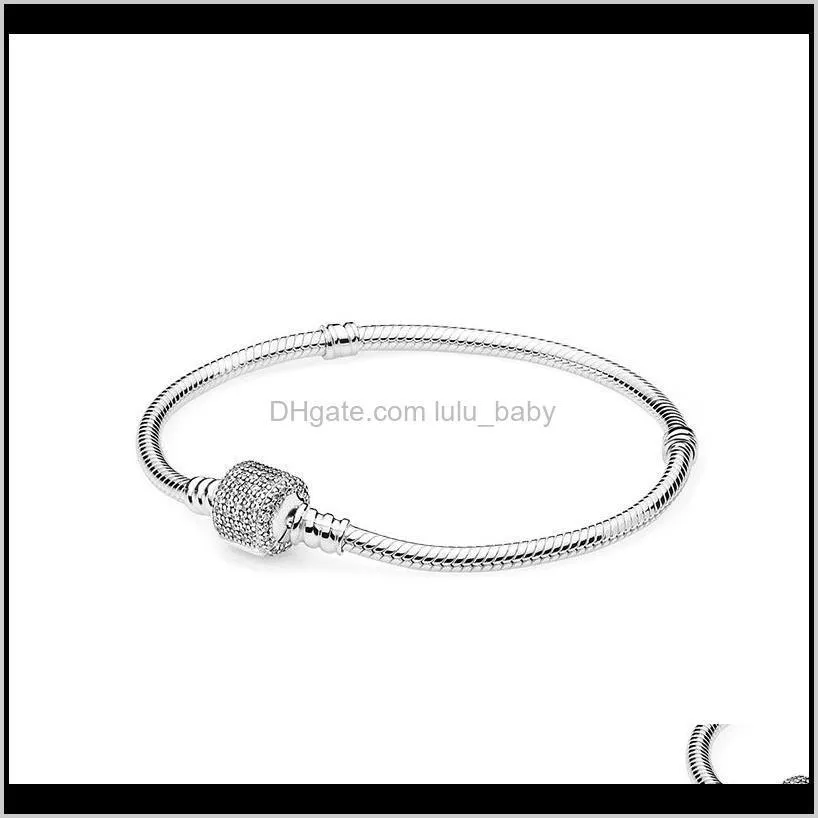 Braccialetti con ciondoli Gioielli Drop Delivery 2021 Personalità creativa Barile per 925 Sterling Sier Cz Diamante Catena a forma di serpente Osso di alta qualità da donna