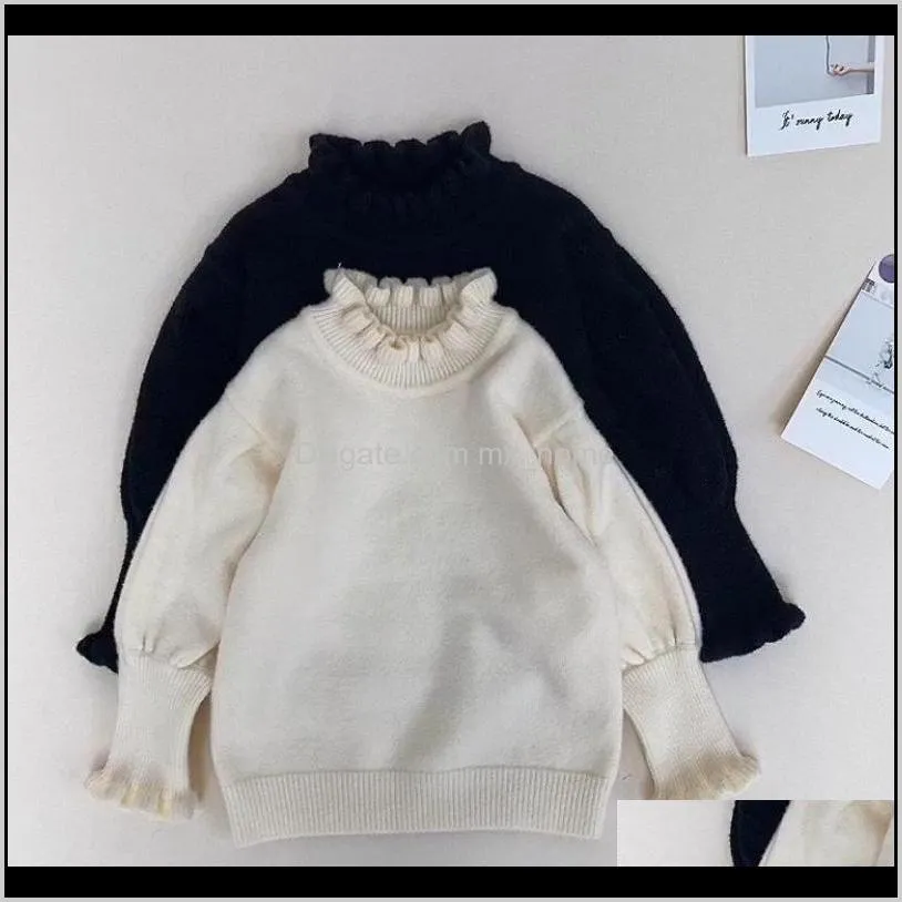 baby girls turtleneck sweaters kids solid sweaters autumn clothes kids winter knitted bottoming girls puff sleeve sweaters 201103