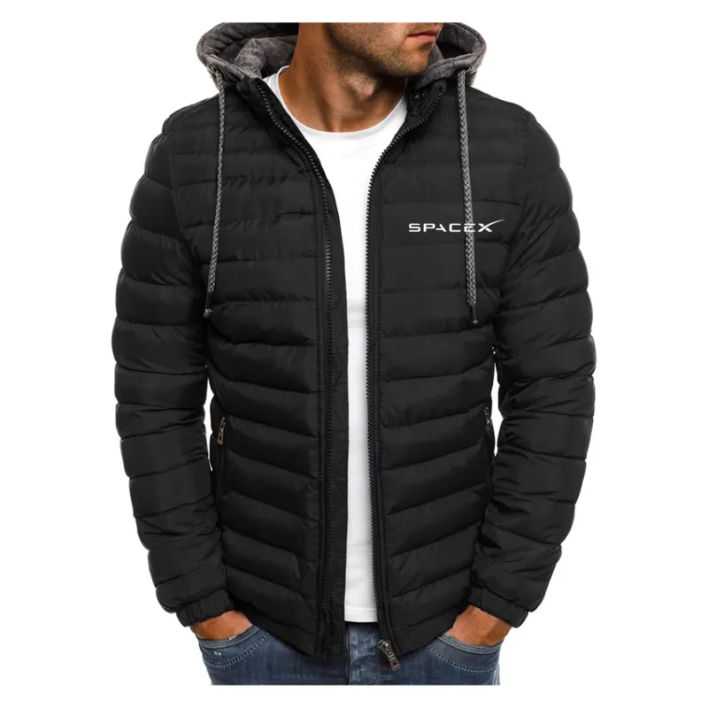 Sweats à capuche pour hommes Sweats SpaceX Veste d'hiver Cachemire chaud Slim Casual Down Coat Sports Top Épaissir Surdimensionné