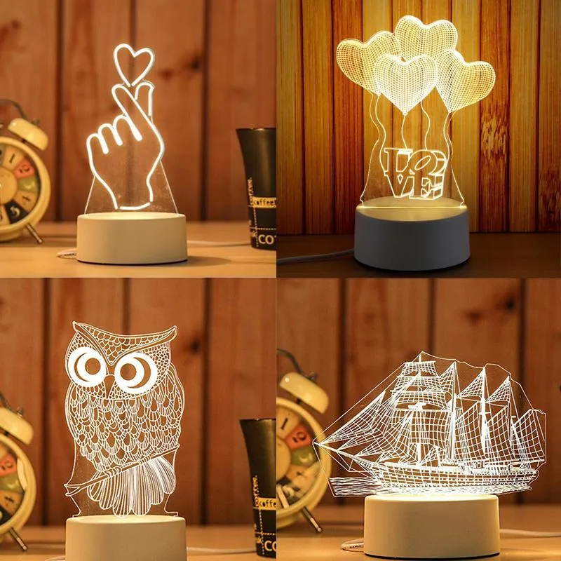 Figurine di oggetti decorativi 2022 Decorazione creativa 3D Lampada da tavolo a luce notturna a LED Camera da letto per bambini Regalo per bambini Casa