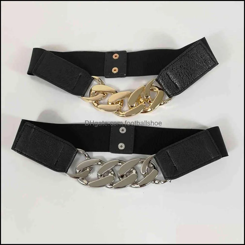 Gold chain belt elastic silver metal waist belts for women ceiture femme stretch cummerbunds ladies coat ketting riem waistband