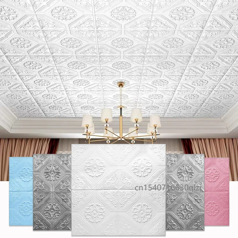 10pcs Big Taille Stickers muraux Papier auto-adhésif moderne Decor Décor 3D Mousse Plafond Stickers Salon École Salle des enfants 220309