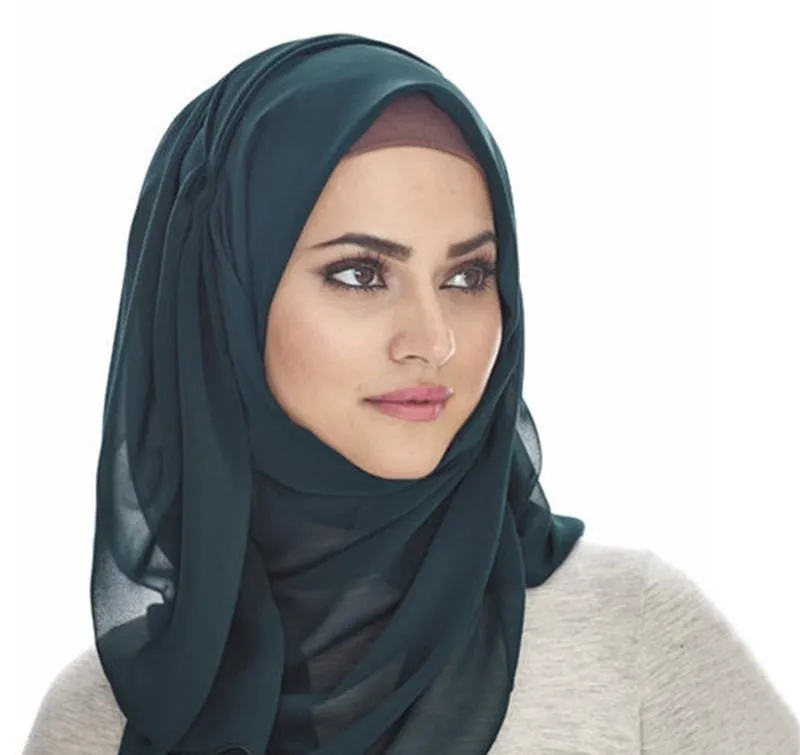 Kvinnor Vanlig bubbla Chiffon Scarf Hijab Wrap Solid Färg Sjalar Headband Muslim Hijabs Scarves / Scarf 47 Färger