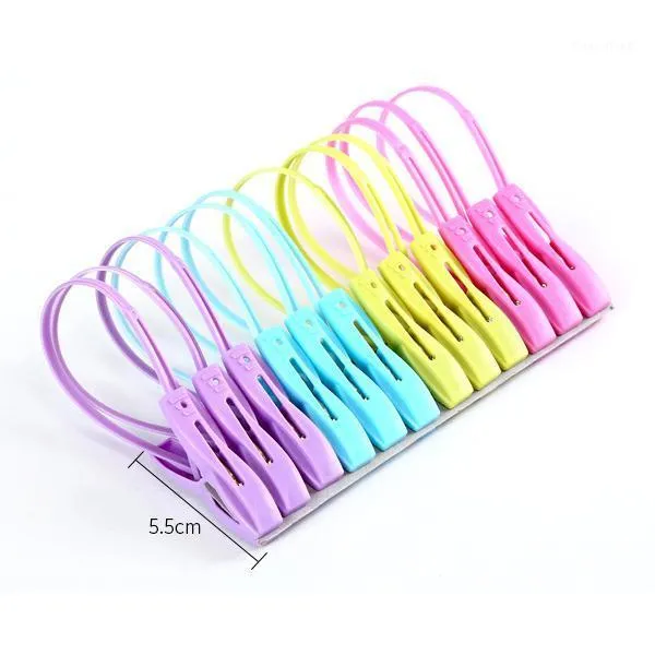 Clothing & Wardrobe Storage 12pcs Plastic Clothespins Portable Hook Laundry Clips Bra Socks Hanger Anti Wind M56