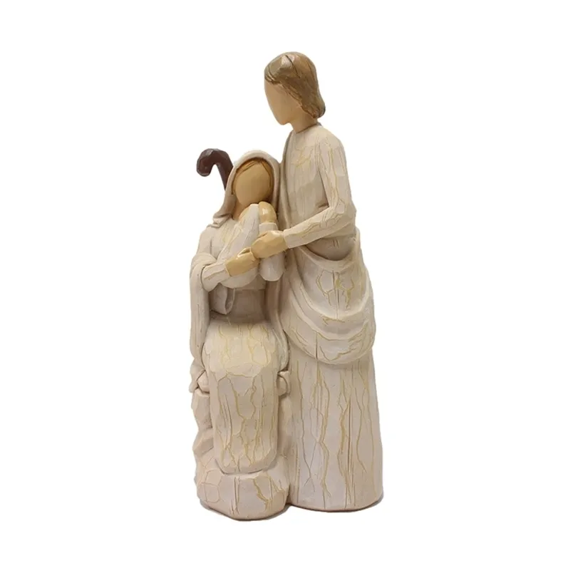 Religiösa Figur Heliga Familj Statyer Jesus Mary Joseph Katolska Heminredning Ornaments för Nativity Scene Julklapp 211105