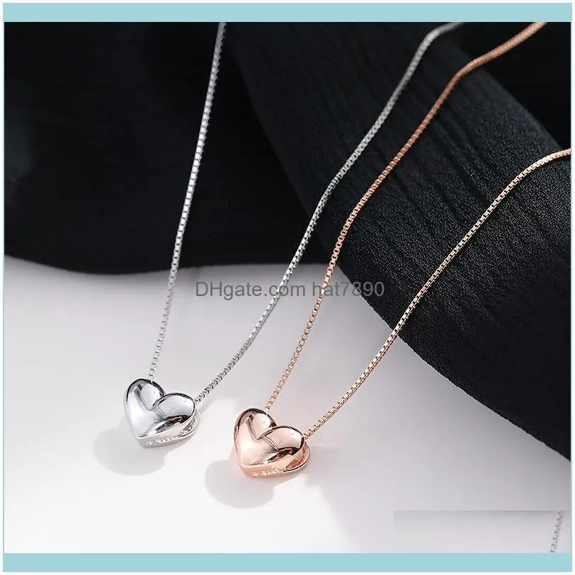 Shishang S925 silver, Japanese Korean all body jewelry, personalized and creative Mini Love Pendant Set chain, three dimensional Heart