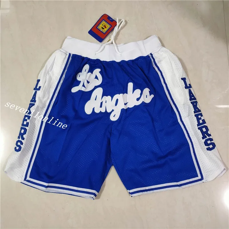 Heren Team Basketbal Short Los Angeles Geel Paars Zwart Sport Gestikte Shorts Hip Pop Broek Met Zak Rits Joggingbroek In Maat S- Maat 2XL