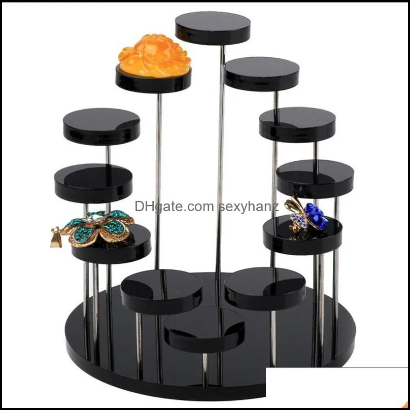 Jewelry Pouches, Bags Fashion Multi-Layer Acrylic Ring Display Rack Earring Holder Pendant Gemstone Showcase Stand Desktop