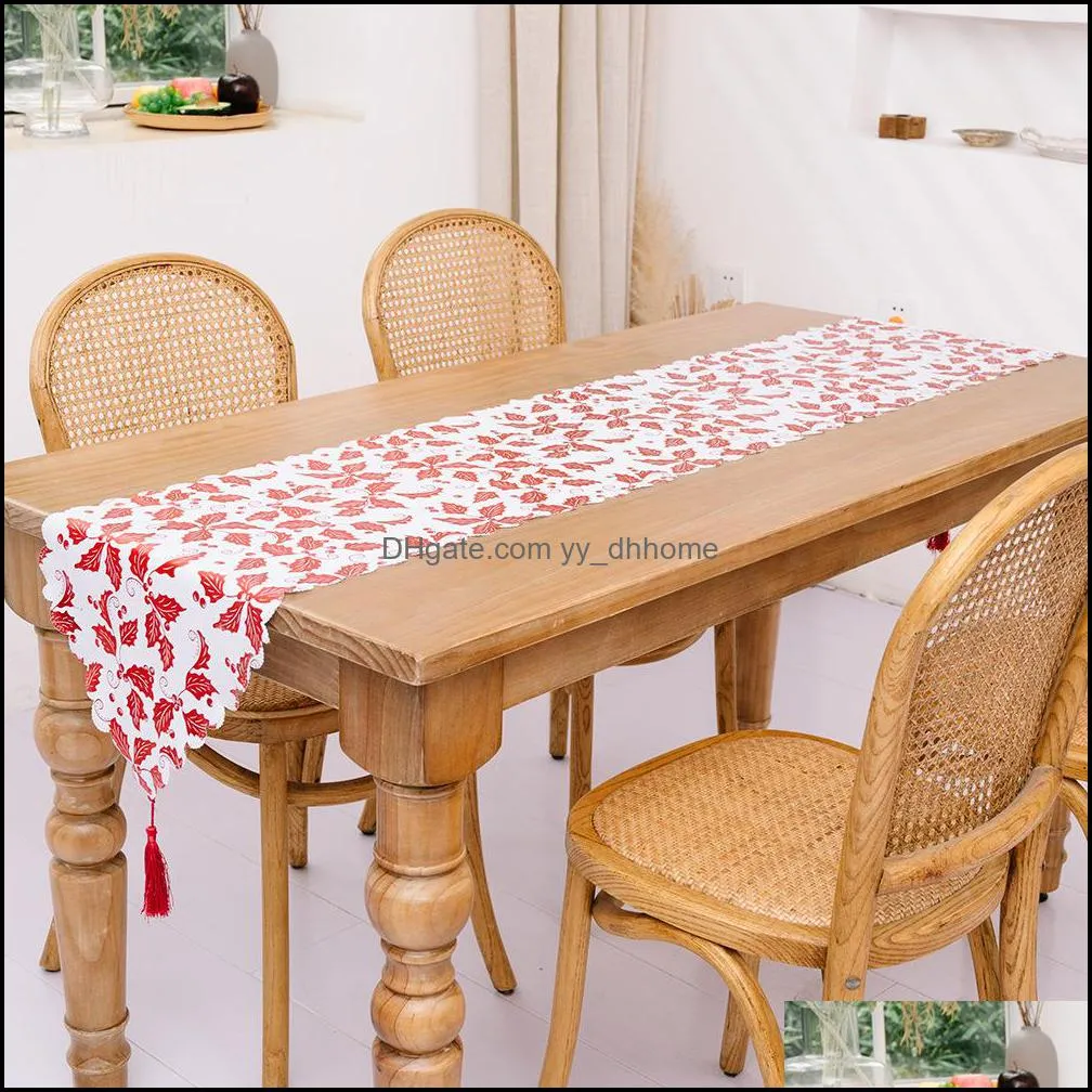 Table Runner Family Dinner Thanksgiving Christmas Holiday Party Farmhouse Home Kitchen Decoration XBJK2110