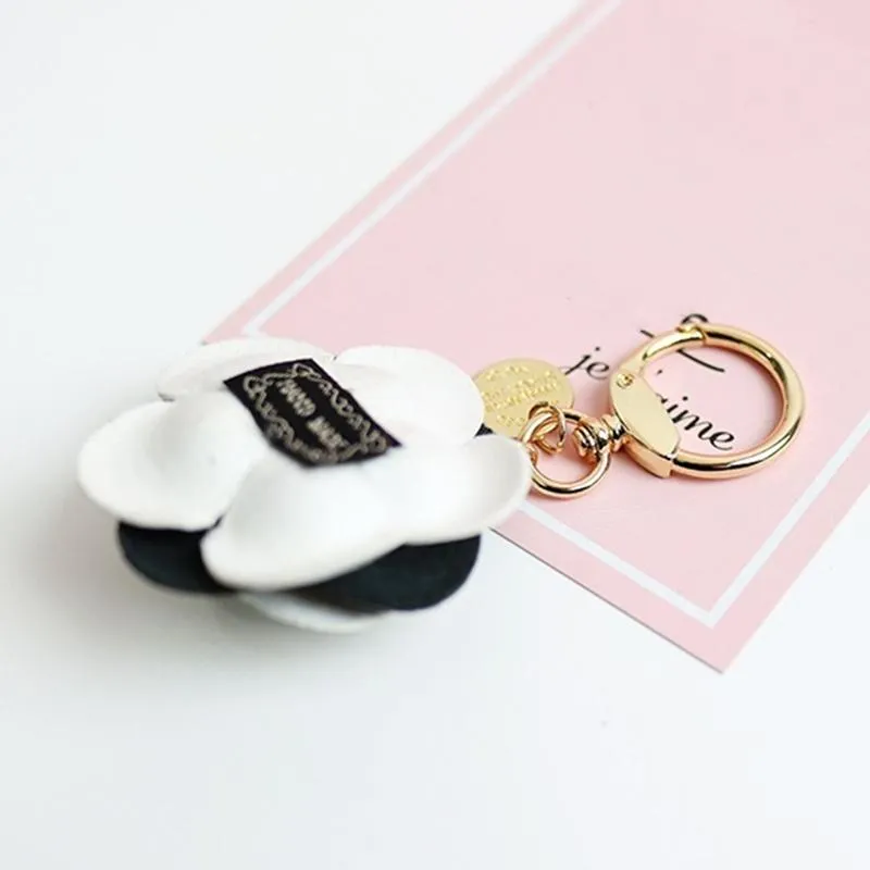 ★Fallett★ Flower keyring padded bag black DHgate.com:Elegant Camellia PU Leather Flower Keychain Bag