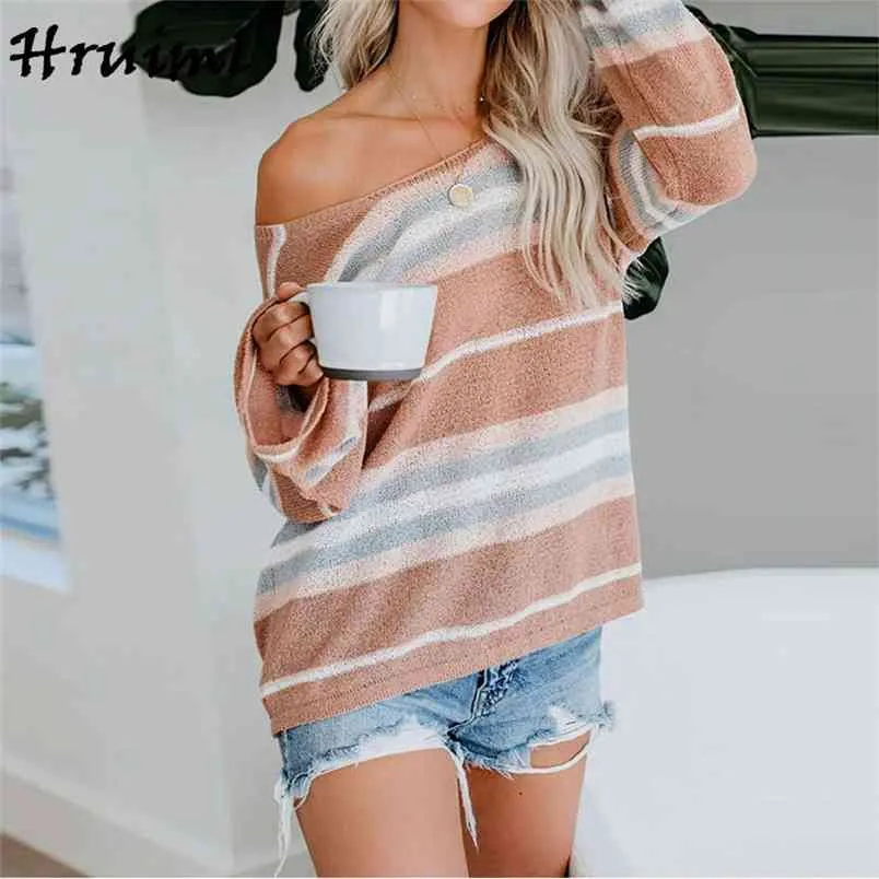 Striché Casual Femmes Loose Blouses Vintage manches longues O Cou Surdimenseur Tops femelles AUTOMN STREETWEAR Sweaters 210513