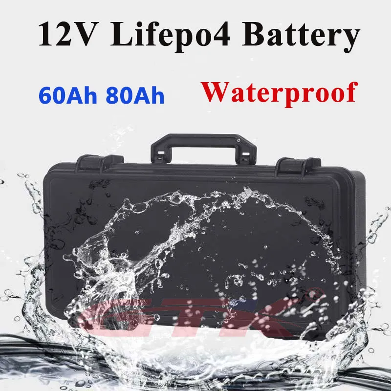 Wodoodporna LifePo4 12V 60AH 80AH Lithum Akumentalna z BMS do elektrycznego trójkołowego zasilania Bateria falownika+10A ładowarka