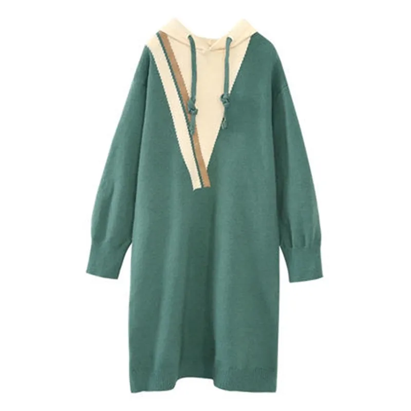 H.SA ropa mujer invierno robe à capuche pull long surdimensionné pulls Pacthwork tricots casaco feminino 210417