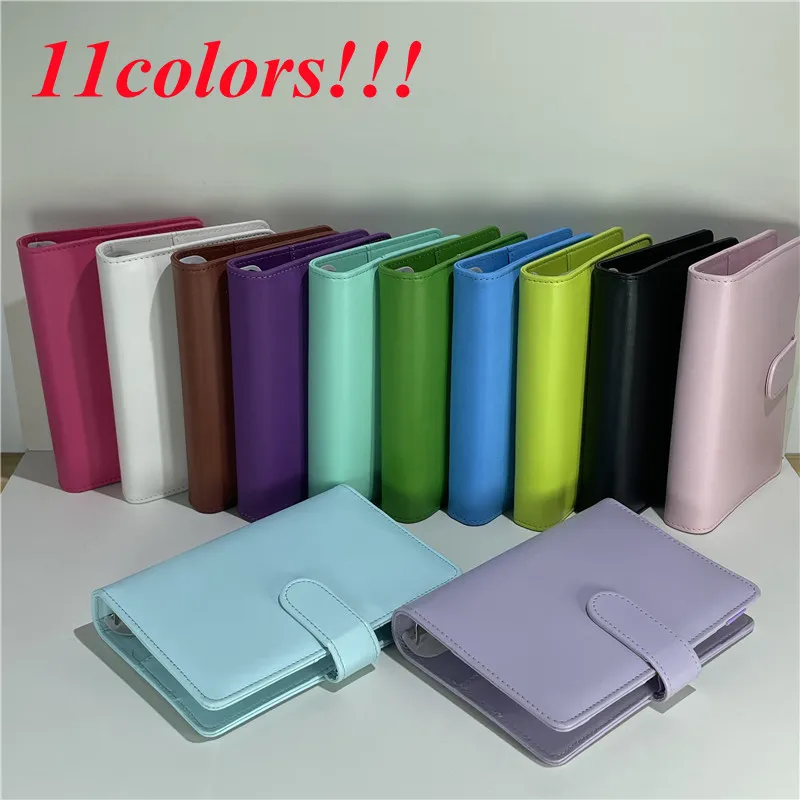 Groothandel A6 Notebook Binder 6 Ringen Spiraal Business Office Planner Agenda Begrotingen Binders Macaron Kleur PU Lederen Cover ((Binder Zakken))