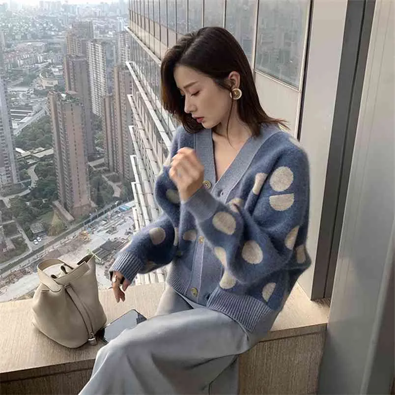 Women Cardigans Sweater Autumn Winter Floral bird pattern Knitted Coat Cardigan Single Breasted Casual Knit Jacket 210427