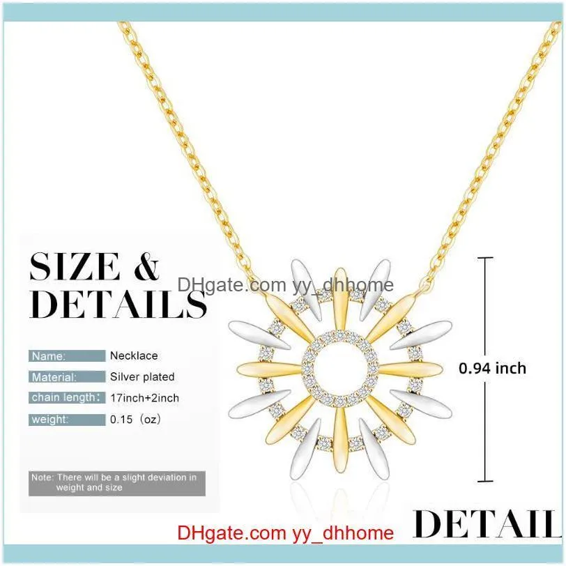 Abstract Sunflower Necklaces For Women Girl Kid You Are My Sunshine Dainty S925 Sterling Silver 14K Gold Plating Jewelrys Gift Pendant