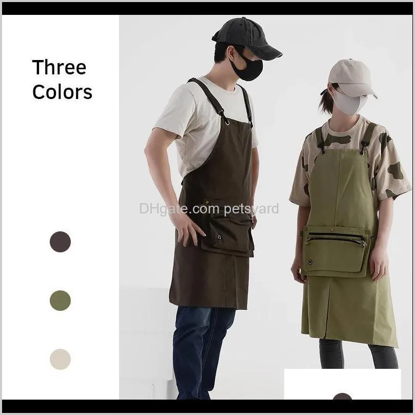 unisex waterproof apron for handwork man woman cotton canvas antifouling working outfit aprons with adjustable strap waist bag