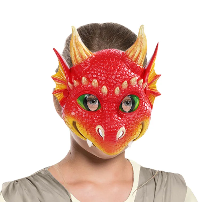 PU Dragon Cosplay Masker voor kinderen Halloween Pasen Mardi Gras Kostuum Maskers in 5 kleuren Masquerade Props Masque HNA19004