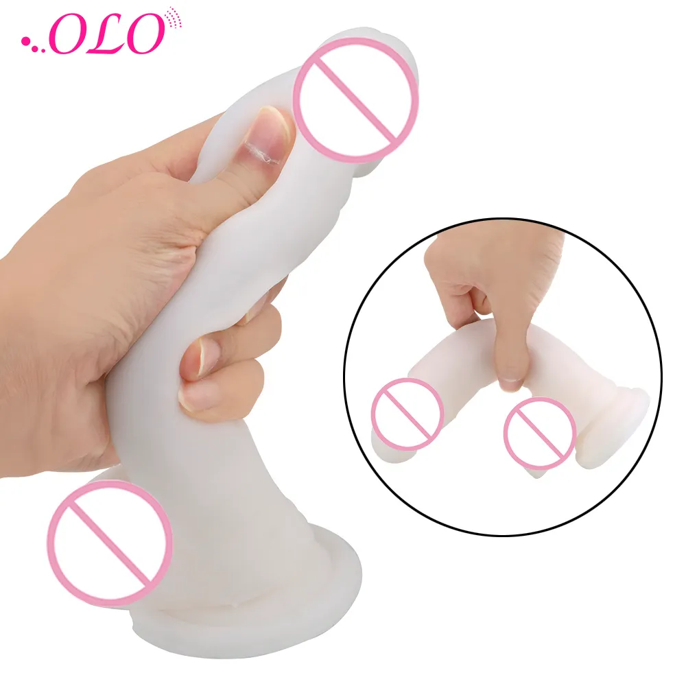 Olo silikon mjuk dildo kvinnlig onani simulering falska penis realistiska sexiga leksaker för kvinna vuxna produkter erotisk leksak