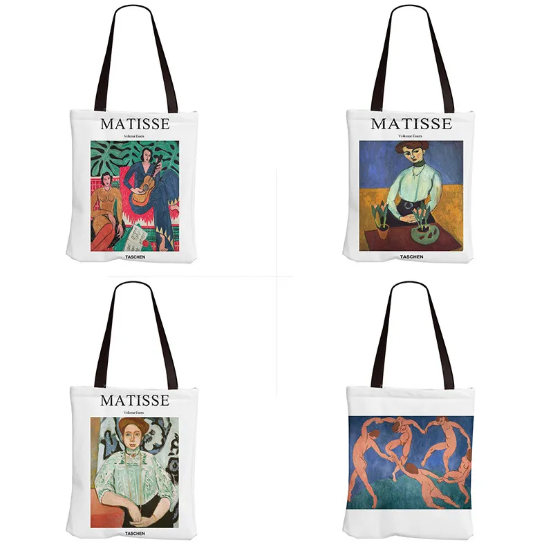 New character abstract oil painting canvas digital printing shopping bag fashion versatile leisure travel convenience reusable handbags women bags