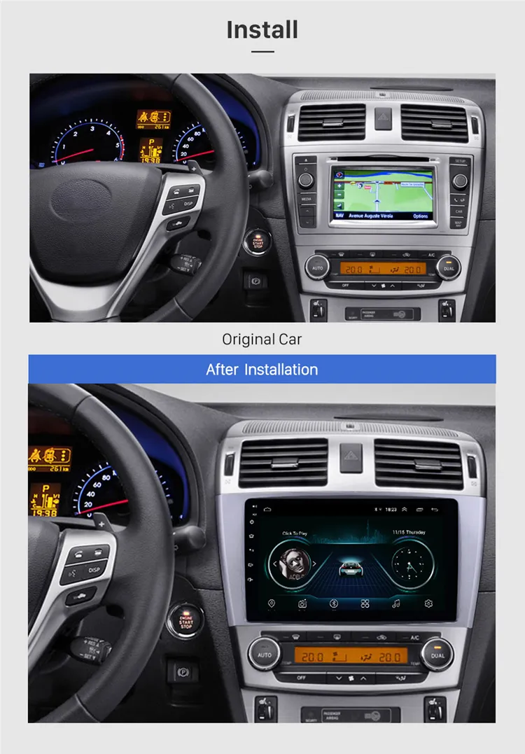 9 inch Android 8.1GPS Navigation for 2009-2013  AVENSIS Support Mirror Link 3G Bluetooth USB