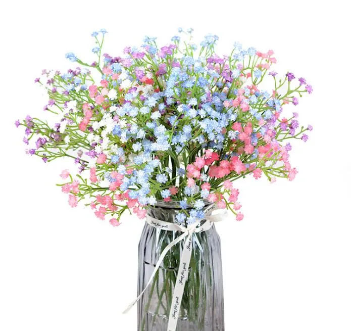 Творческие искусственные цветы красочные гипсофилы длинные стволы поддельных цветов букет дыхание шелковый цветок дома свадебный декор