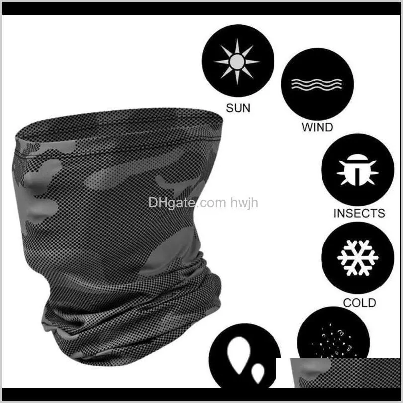 Cykla kepsar masker dammsäker Fiske Scarf Summer Cover Outdoor Sports Bandana Anti UV Fotvandring Running Andas Face Neck Gaiter PH3W TU9SP