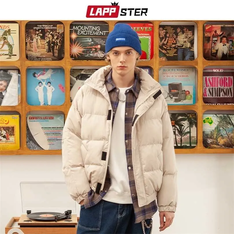 LAPPSTER Men Harajuku Big Pockets Bubble Coat Winter Jacket Streetwear Desginer Parkas Couple Korean Puffer Jackets Coats 211119