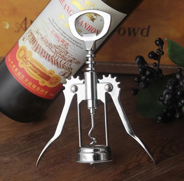 Wine Opener Bottle Openers Stainless steel metal strong Pressure wing Corkscrew grape Kitchen Dining Bar accesssory SN2948